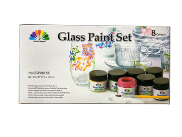 La pintura no tóxica del arte colorea 8 colores rápidos ligeros 8X15ml 20 determinados de cristal de la pintura de las PC