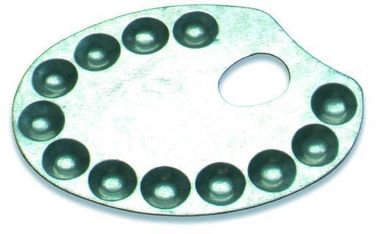 Paleta económica 12 Wells, paleta de la pintura del metal blanco de la acuarela del metal con áreas de mezcla
