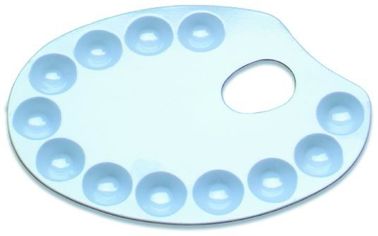 Paleta económica 12 Wells, paleta de la pintura del metal blanco de la acuarela del metal con áreas de mezcla