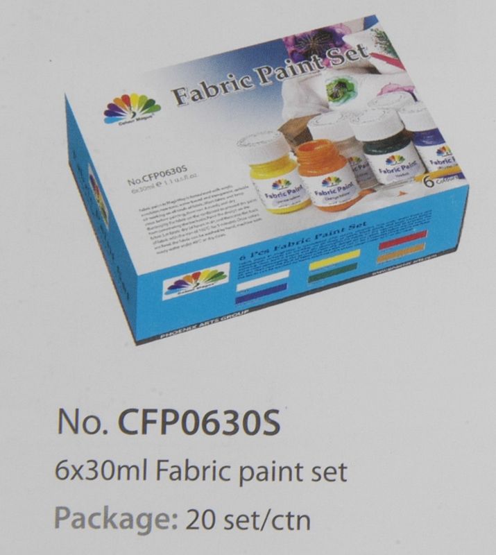Sistema lavable de la pintura de la tela de los colores de la pintura del arte para los niños 6 colores de X 30ml 6 por sistema