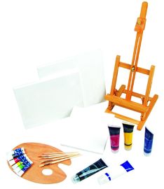 sistema de la pintura del arte 21pcs con el caballete/la paleta/la lona/los cepillos/los colores de la tabla